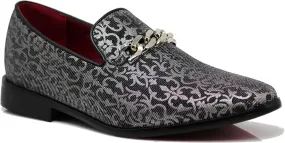 ARK1 Men's Vintage Satin Silky Floral Fashion Dress Loafer Slip On Tuxedo Formal Dress Shoes Designer