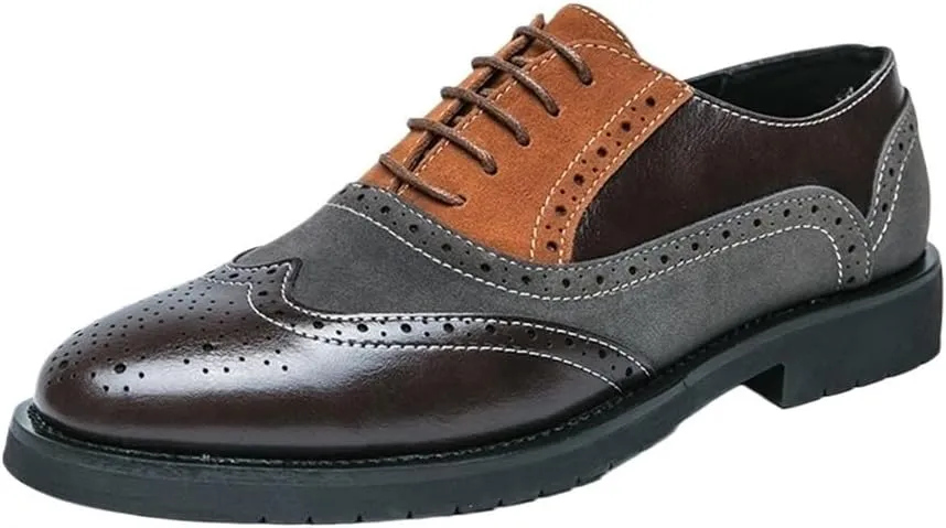 Casual Business Walking Shoes for Men Slip on Formal Loafers Men Male Driving Shoes Brock Carved Dress Shoes with Pointed Toes Designer Dress Shoes Men Leather Shoes
