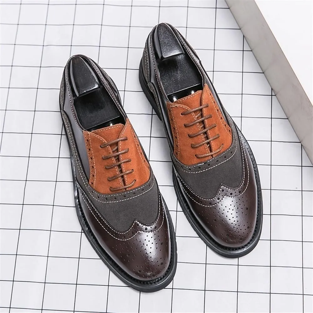 Casual Business Walking Shoes for Men Slip on Formal Loafers Men Male Driving Shoes Brock Carved Dress Shoes with Pointed Toes Designer Dress Shoes Men Leather Shoes