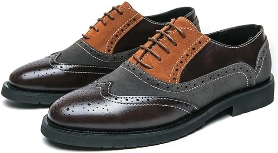 Casual Business Walking Shoes for Men Slip on Formal Loafers Men Male Driving Shoes Brock Carved Dress Shoes with Pointed Toes Designer Dress Shoes Men Leather Shoes