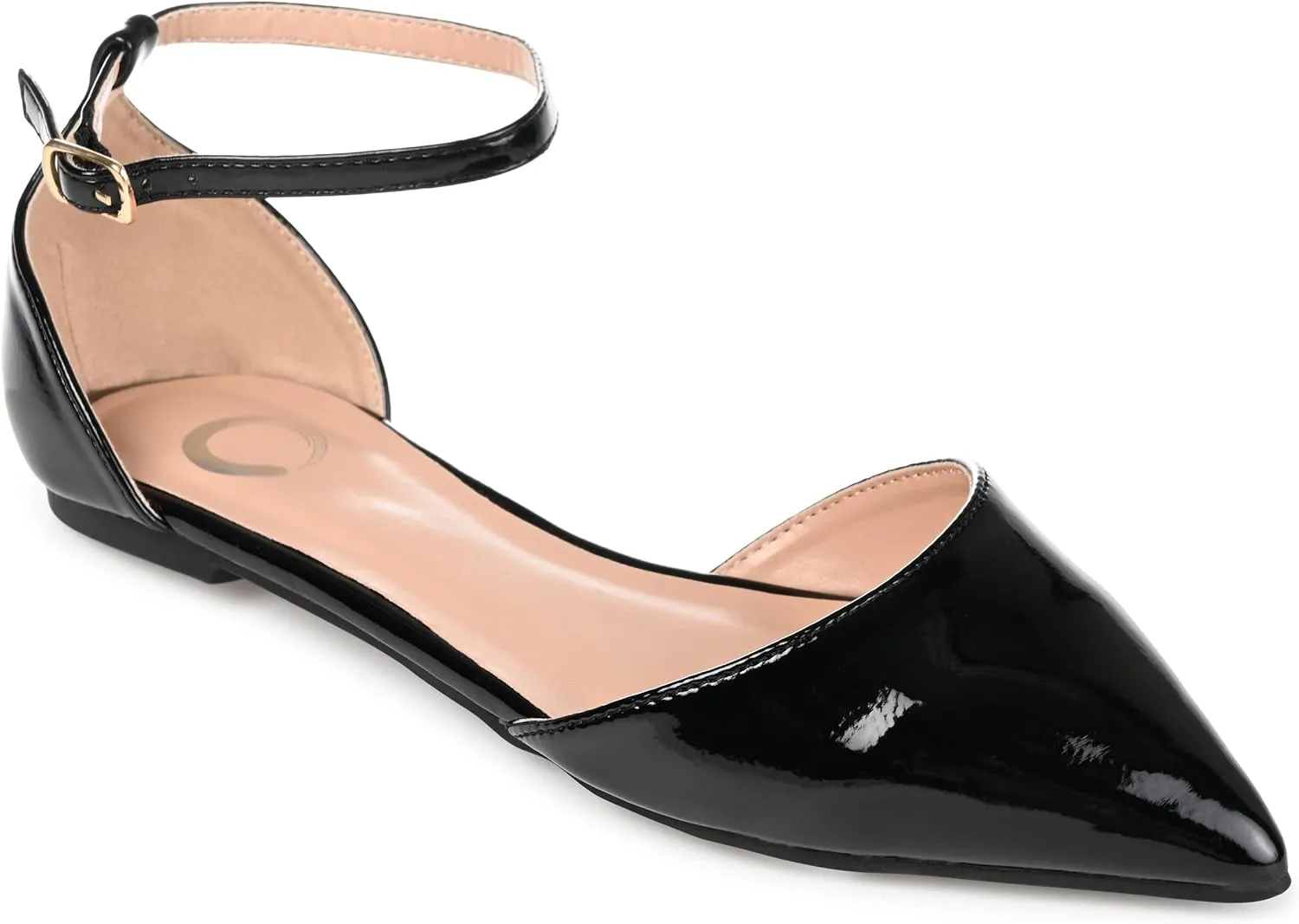 Journee Womens Reba Buckle Pointed Toe Ballet Flats