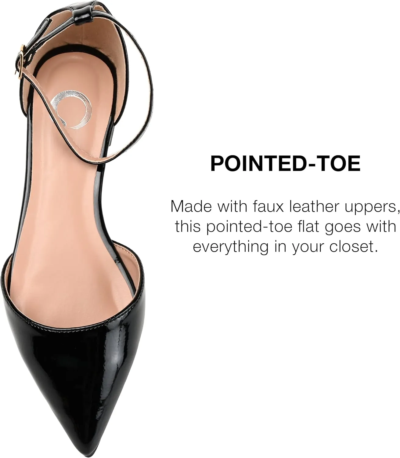 Journee Womens Reba Buckle Pointed Toe Ballet Flats