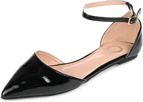 Journee Womens Reba Buckle Pointed Toe Ballet Flats