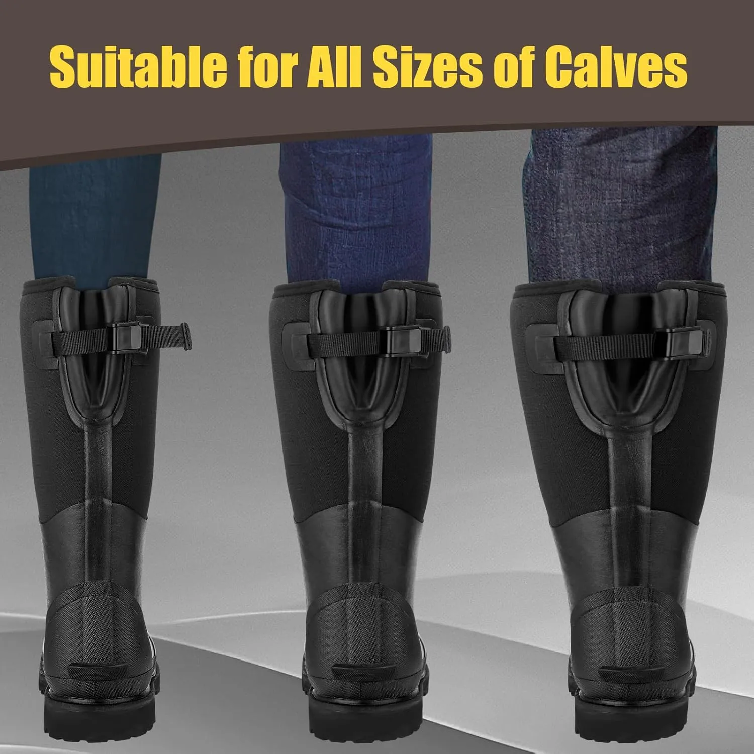 Kalkal Steel Toe Rubber Boots for Men - Waterproof Anti Slip Work Boots 6mm Neoprene Rain Boot Durable Hunting Boots with Steel Shank for Farming Gardening Construction Outdoor Work Size 5-14
