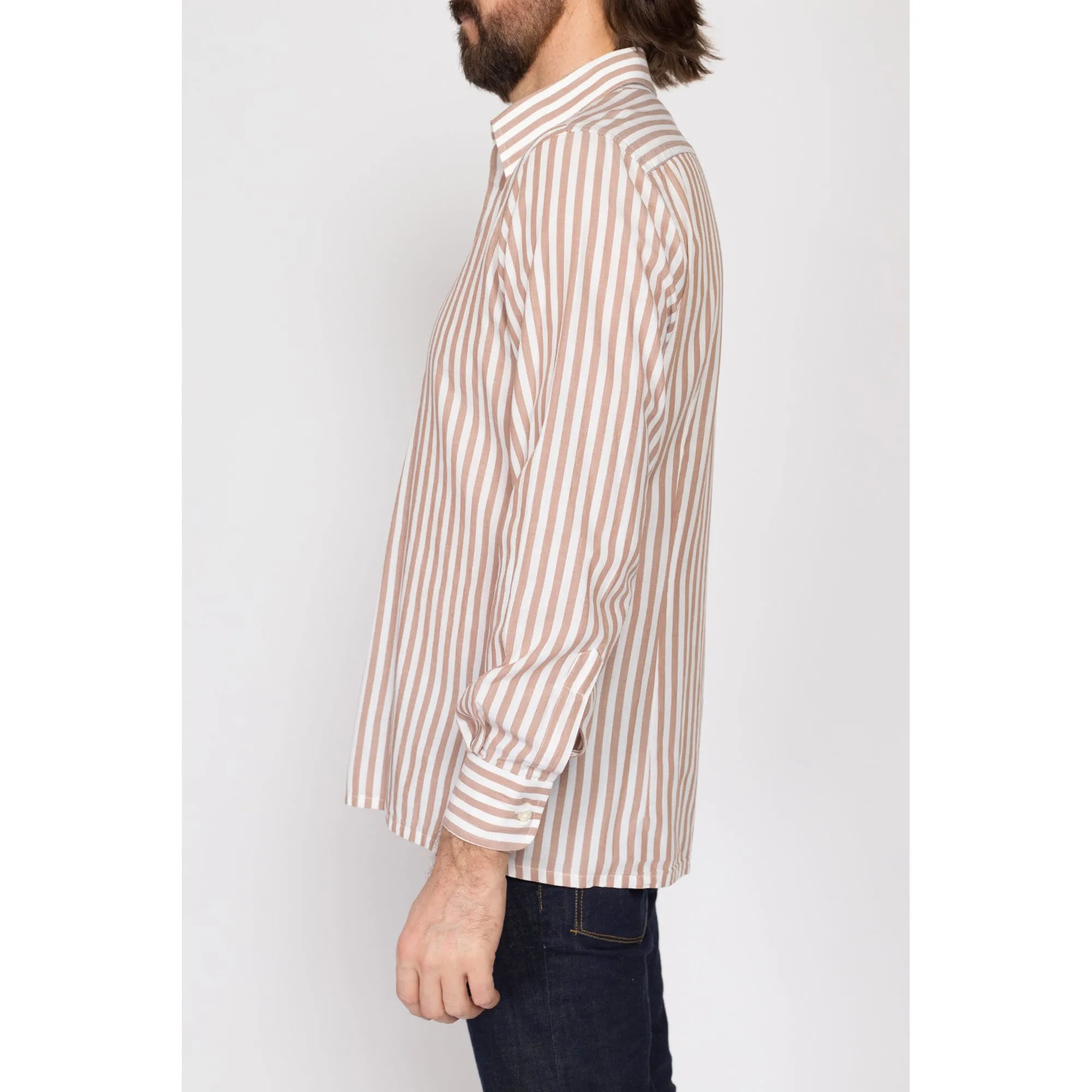 Med-Lrg 70s Yves Saint Laurent Brown & White Striped Shirt