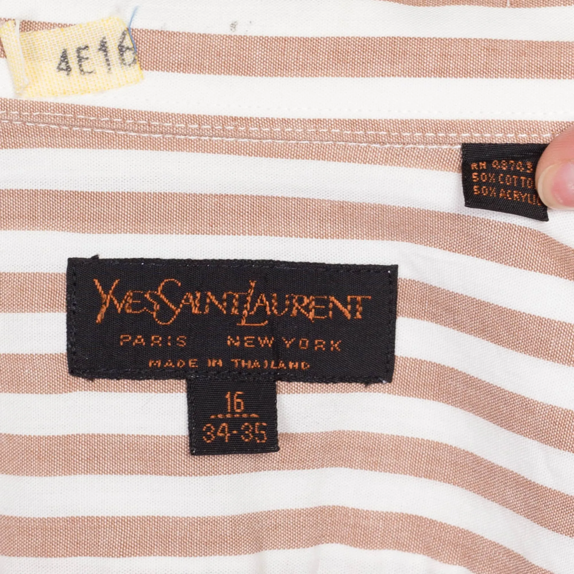 Med-Lrg 70s Yves Saint Laurent Brown & White Striped Shirt