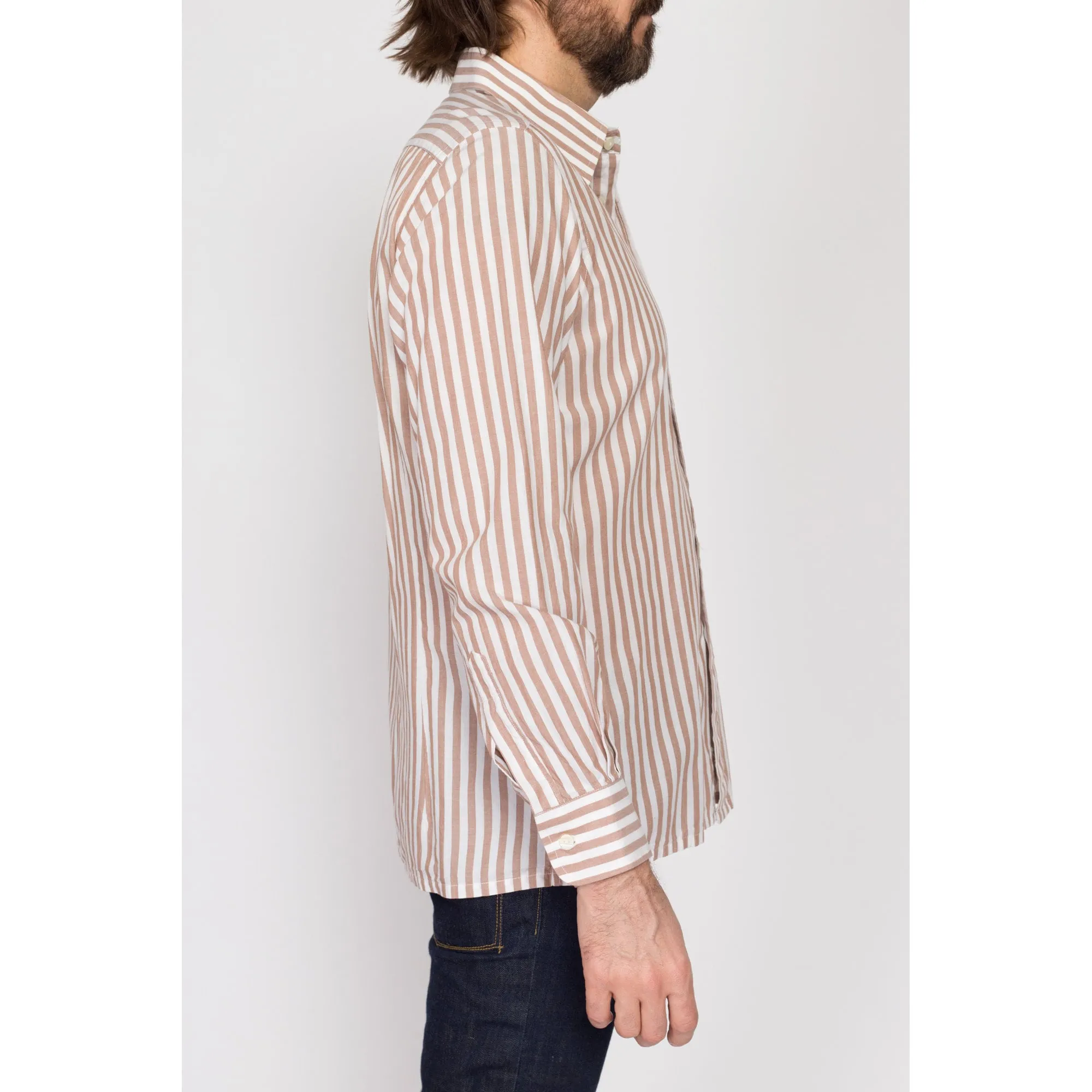 Med-Lrg 70s Yves Saint Laurent Brown & White Striped Shirt