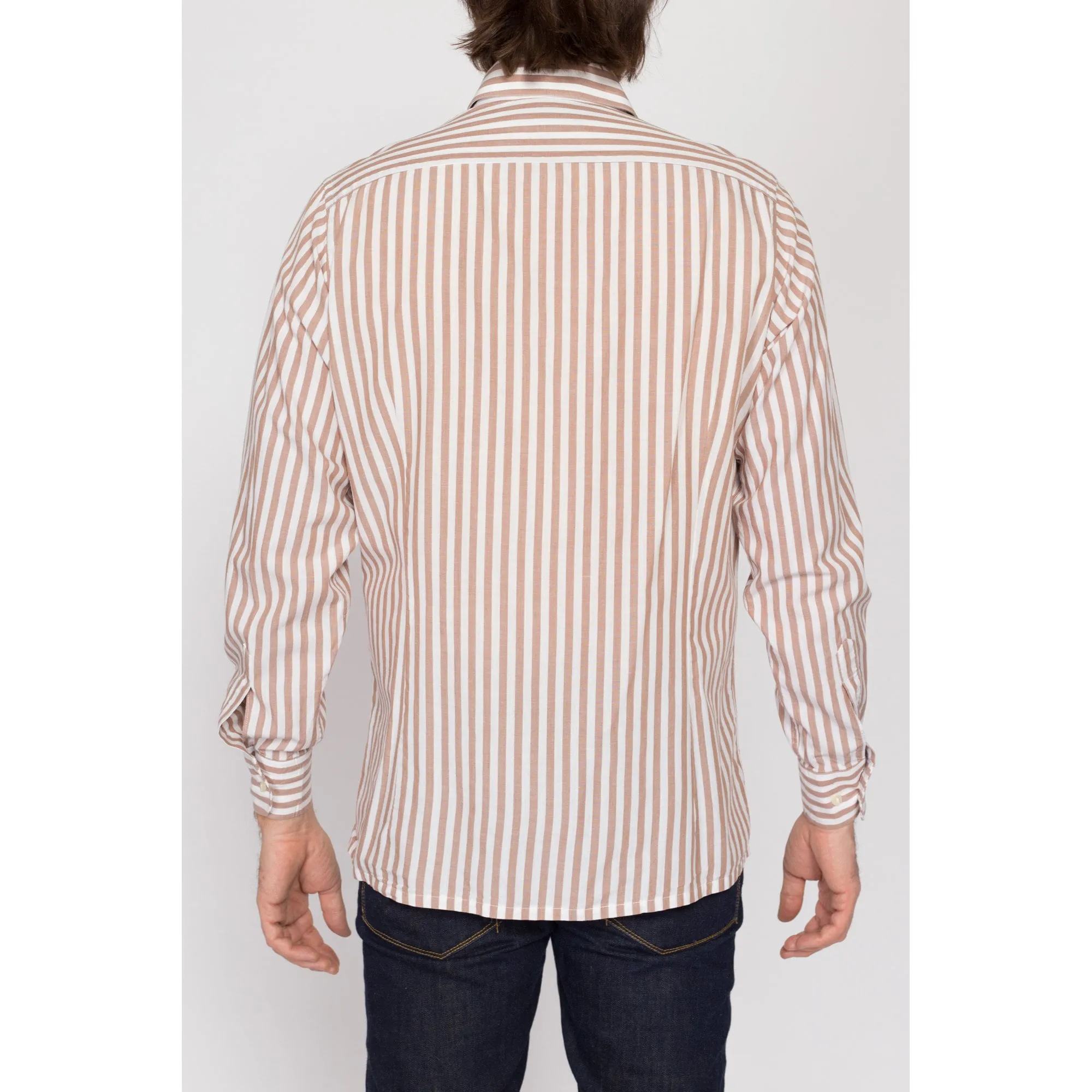Med-Lrg 70s Yves Saint Laurent Brown & White Striped Shirt