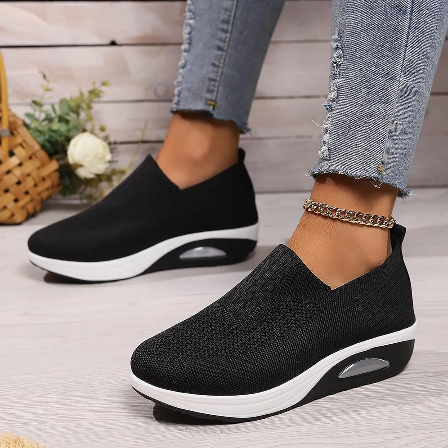 Orthopedic Shoes for Women Comfortable Running Shoes Breathable Mesh Womens Slip On Sneakers Women Walking Shoes with Arch Support Tennis Shoes Lightweight Casual Sneakers for Gym Travel Work