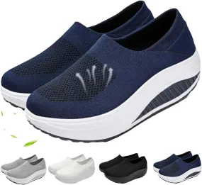 Orthopedic Shoes for Women Wide Fit, Rocker Bottom Shoes Slip-On Mesh Up Stretch Platform Orthopedic Sneakers Comfortable Walking Loafers