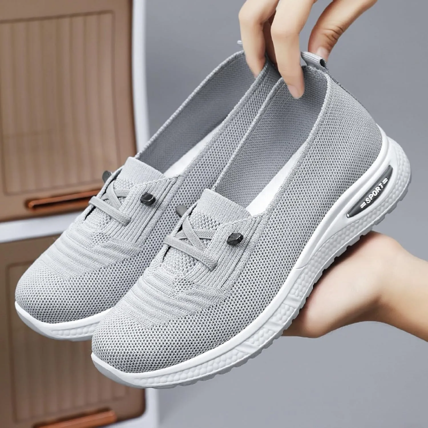 Orthopedic Shoes for Women, Women Wide Width Breathable Walking Comfortable Slip on Sneakers, Non Slip Food Service Lightweight Sneakers for Plantar Fasciitis