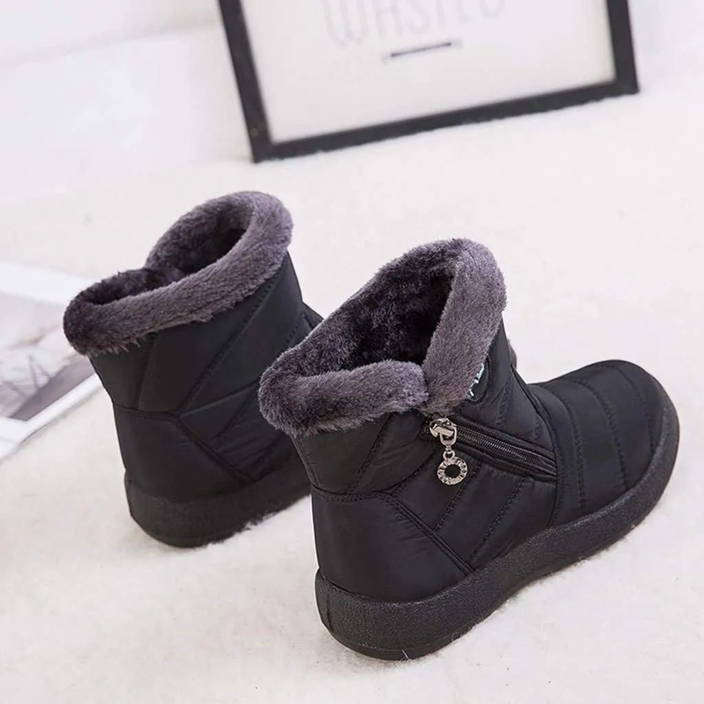 Snow Boots for Women Wide Width,Waterproof Winter Shoes Fur Lined Warm Boots Anti-slip Outdoor Walking Short Booties