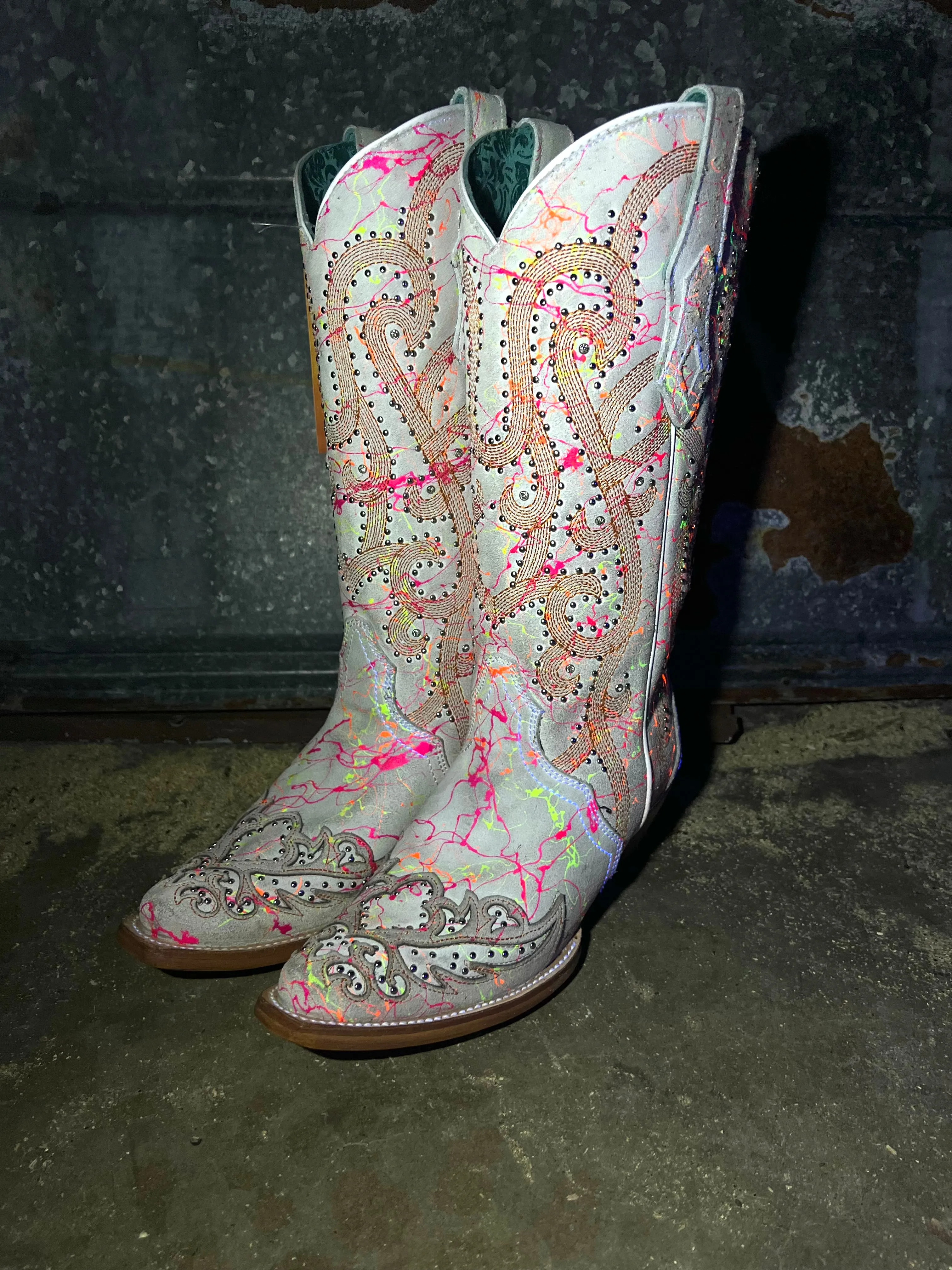 The Blazing Neon Black Light Boots Corral