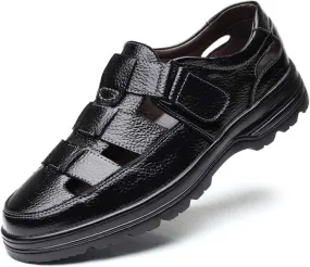 Veslexth Men Business Working Sandals Man Summer Office Breathable Loafers Leather Walking Slip-on Casual Oxfords Male Cocktail Party Fashion Dress Formal Shoes