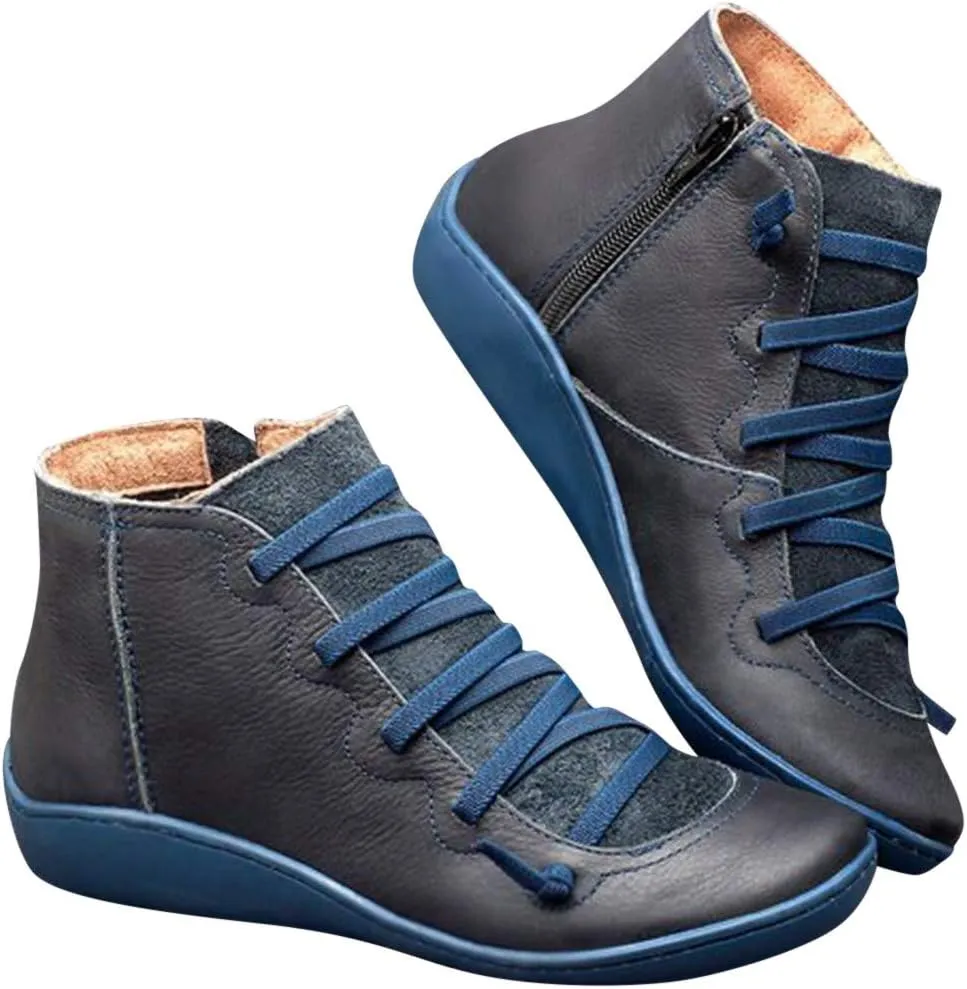 Wide Width Boots for Women Lightweight Lace Up Casual Sneaker Comfy Orthopedic Arch Support Walking Work Outdoor Hiking Ankle Boots