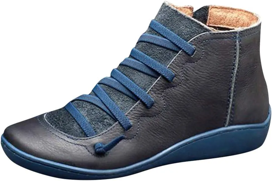 Wide Width Boots for Women Lightweight Lace Up Casual Sneaker Comfy Orthopedic Arch Support Walking Work Outdoor Hiking Ankle Boots