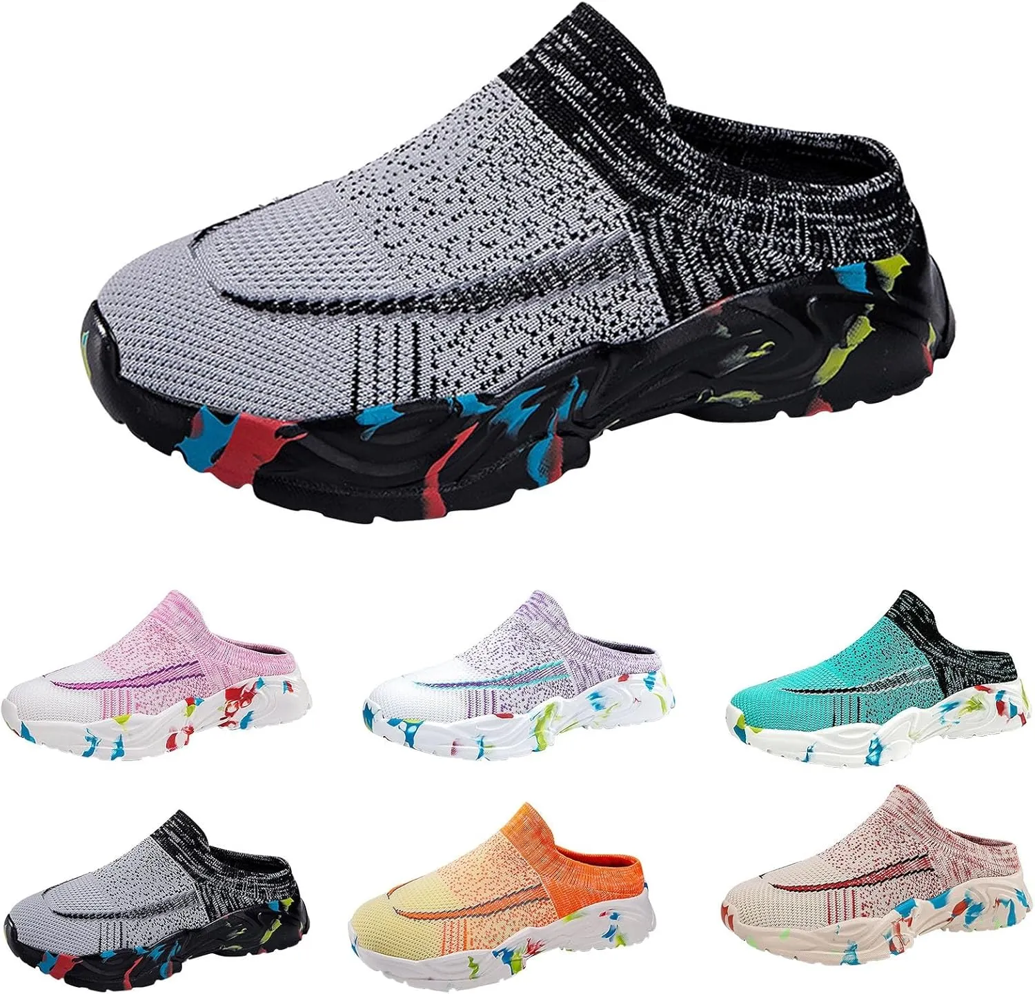 Womens Breathable Mesh Walking Mules Sneakers Running Shoes for Women High Top Ladies Casual Shoes Brown Sneakers Slip On Tennis Shoe Cross Trainer Shoe